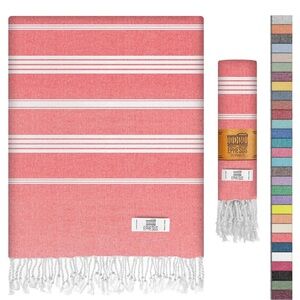 Coral Striped Beach Towel